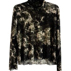 Sheer Mesh Tie-Dye Long Sleeve Top Grunge Y2K Aesthetic Size 3X
